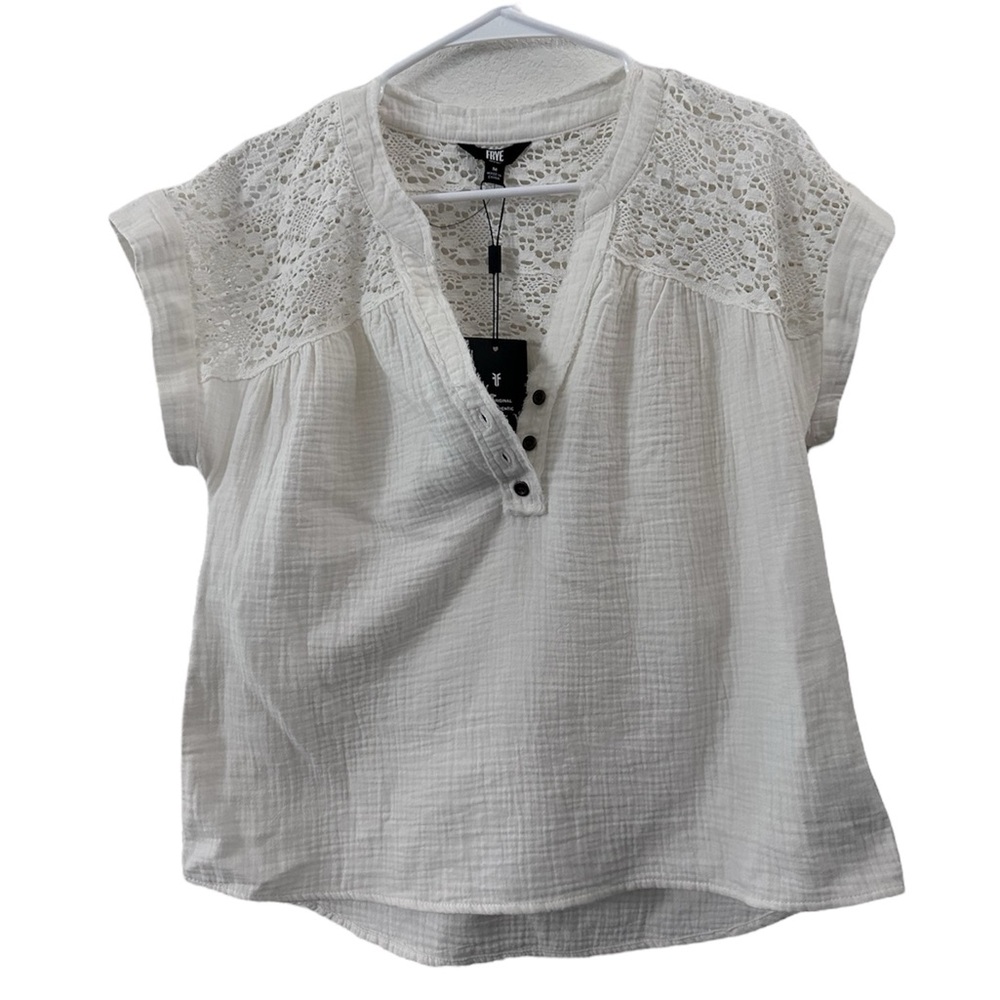 Frye Split Cotton Gauze Henley Top NWT